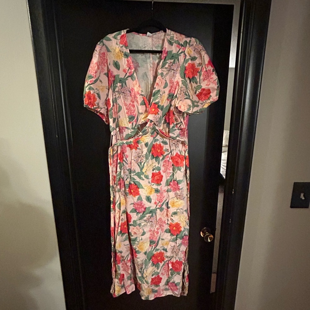 Old Navy Plus Size 2X Floral Midi Wrap Dress – Linen Feel